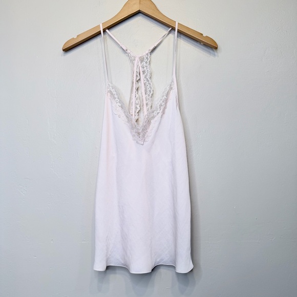 In Bloom | Soft Pink Silky Satin Lace Coquette Pajama Cami Tank Top Camisole - Picture 2 of 13